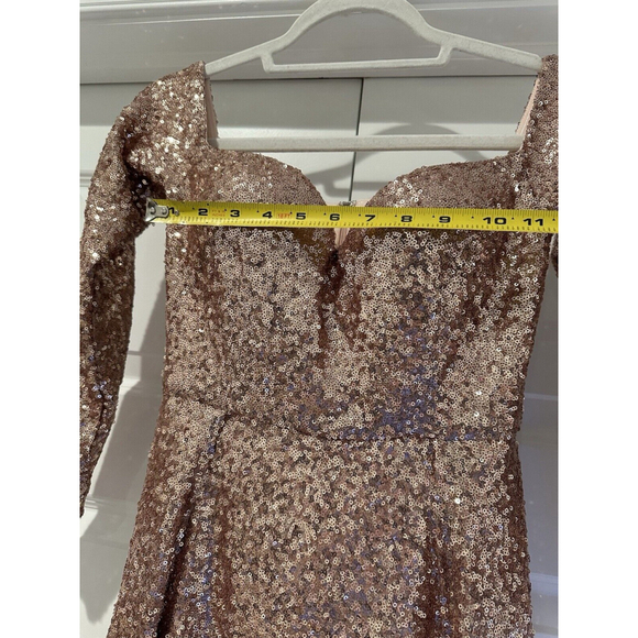 ALAMOUR THE LABEL Rose Gold Sequin Full Length Gown Size XS - Picture 9 of 11